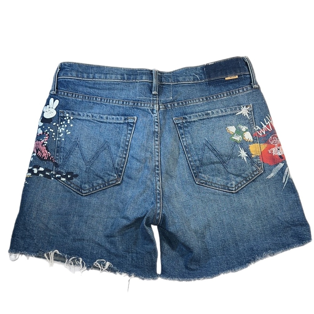 NWOT Mother The Vagabond Cuffed Fray Short Spooky Voodoo Wash Painted 27 - Picture 3 of 14